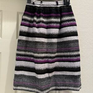 Oscar de la Renta black gray & purple striped knit skirt size XS/S